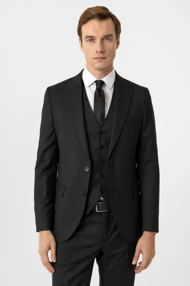Slimfit Armürlü Yelekli Takım Elbise - fotoğraf 5
