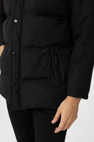 Удлинённая куртка Slim Kalıp, черная, 100% полиэстер, размеры 48-56, стильный и комфортный повседневный вариант для мужчин - фото 5