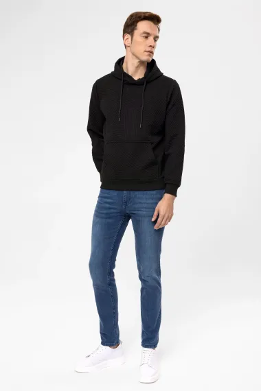 Kapişonlu Yaka Regular Kalıp Kapitone Sweatshirt - fotoğraf 2