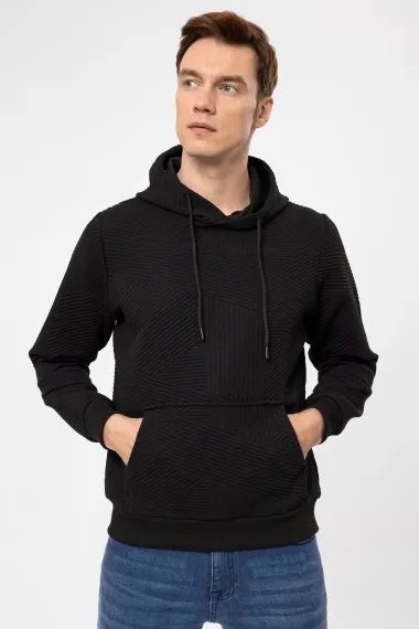 Kapişonlu Yaka Regular Kalıp Kapitone Sweatshirt - fotoğraf 3