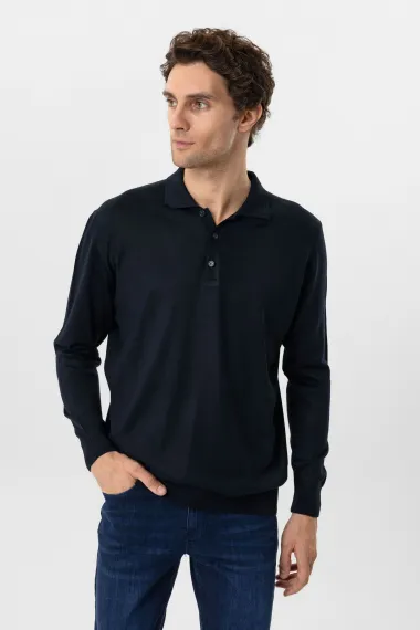 سويتر بولو ياقه عادي من القطن، 90% أكريليك و10% صوف، بلون بيج، مقاسات XL وL وM وXXL، صناعة تركية - صورة 2