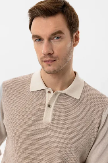 Polo Yaka Regular Kalıp Armürlü Triko - photo 5