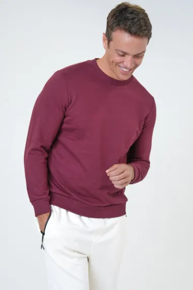 O Yaka Regular Kalıp Düz Sweatshirt - fotoğraf 2