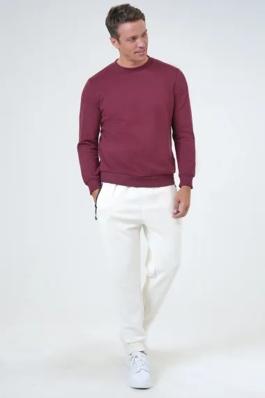 O Yaka Regular Kalıp Düz Sweatshirt - fotoğraf 3