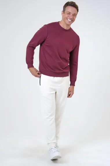 O Yaka Regular Kalıp Düz Sweatshirt - fotoğraf 4