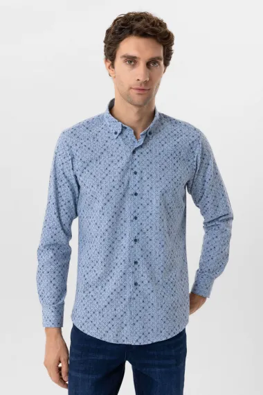 Köşeli Manşet Slimfit Düz Gömlek - photo 1