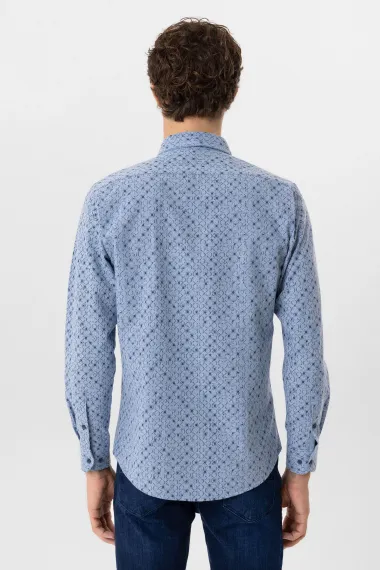 Köşeli Manşet Slimfit Düz Gömlek - photo 5