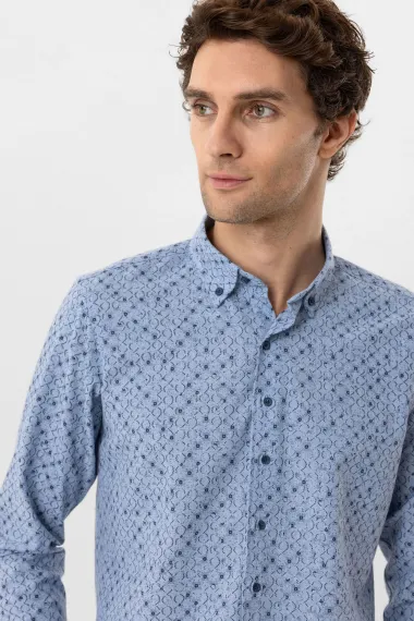 Köşeli Manşet Slimfit Düz Gömlek - photo 4