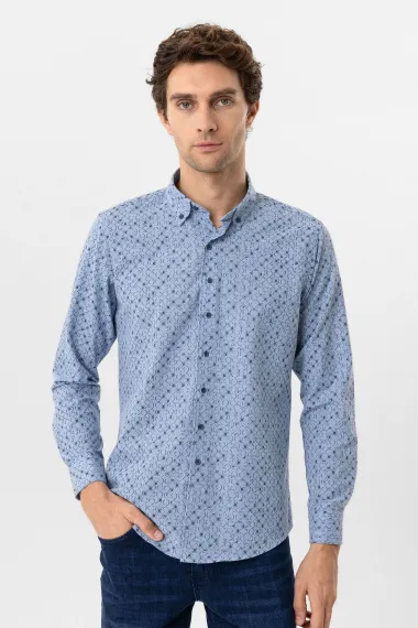 Köşeli Manşet Slimfit Düz Gömlek - photo 2