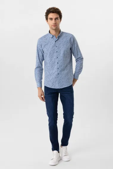 Köşeli Manşet Slimfit Düz Gömlek - photo 3