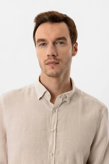 Köşeli Manşet Regular Kalıp Düz Gömlek - photo 5