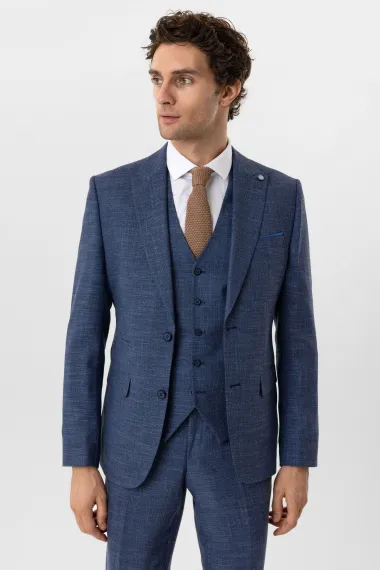 Slimfit Desenli Yelekli Takım Elbise - photo 5