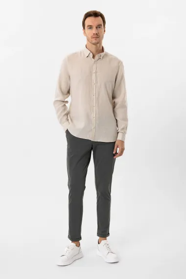 Köşeli Manşet Regular Kalıp Düz Gömlek - photo 3