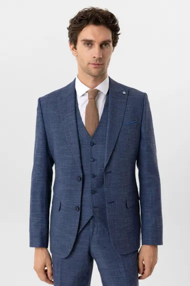 Slimfit Desenli Yelekli Takım Elbise - photo 4