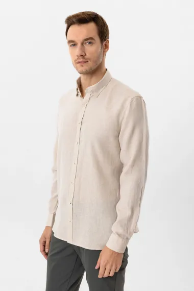 Köşeli Manşet Regular Kalıp Düz Gömlek - photo 4