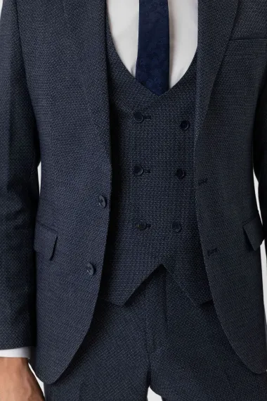 بدلة رسمية مزودة بستر مميزة بقصة نحيفة، مصنوعة من قماش بولي-فيزون، بأحجام متعددة ولون كحلي - صورة 5