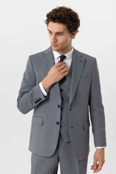 Класичний чоловічий костюм з жилетом, регулярна форма, лайкрова тканина, кольор парламентський синій, розміри 52-60 - фото 5