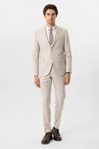 Slimfit Desenli Yelekli Takım Elbise - photo 1