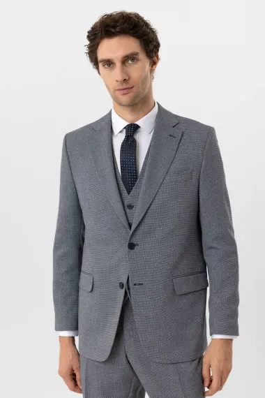 Класичний чоловічий костюм з жилетом, регулярна форма, лайкрова тканина, кольор парламентський синій, розміри 52-60 - фото 3