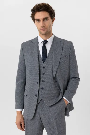 Класичний чоловічий костюм з жилетом, регулярна форма, лайкрова тканина, кольор парламентський синій, розміри 52-60 - фото 4