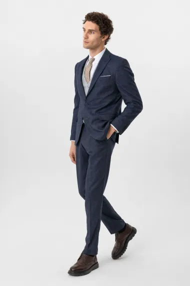 Синий костюм с жилетом и slim-кроем, поли-вискозный, 6 дроп, с карманами и зауженными лацканами, размер 48-56 - фото 5