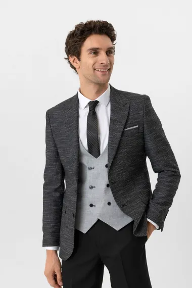 Slim Kalıp Desenli Yelekli Takım Elbise - photo 4