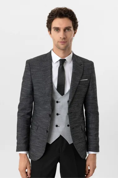 Slim Kalıp Desenli Yelekli Takım Elbise - photo 3