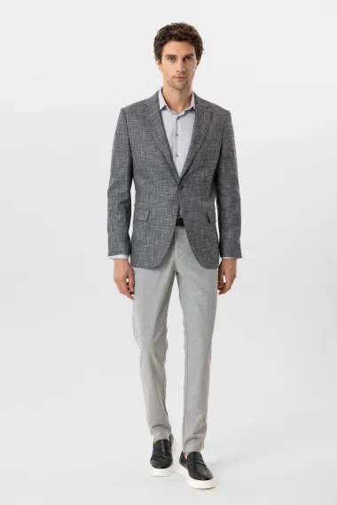 Пиджак с регулярным кроем и узором, полувосточный стиль, 64% полиэстер, 34% вискоза, 2% эластан, темно-синий, карманы с клапанами - фото 2