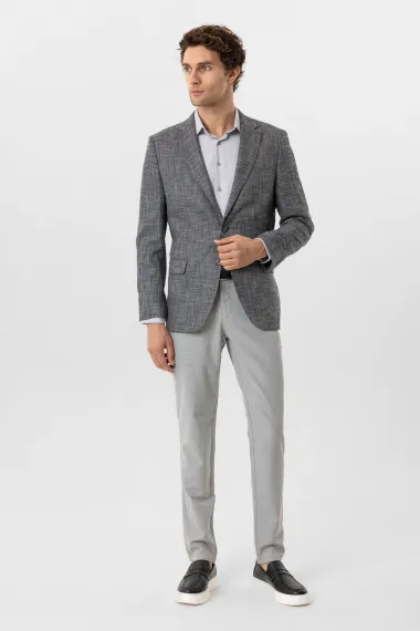 Пиджак с регулярным кроем и узором, полувосточный стиль, 64% полиэстер, 34% вискоза, 2% эластан, темно-синий, карманы с клапанами - фото 3