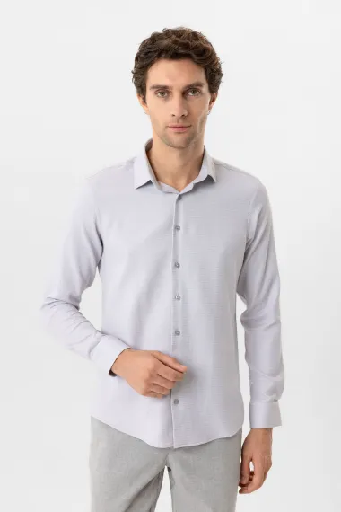 Сукня-рубашка з кутовими манжетами, класичним коміром, матеріал: 65% бавовна, 32% поліестер, 3% еластан, бізнес-кежуал, сірий колір - фото 2