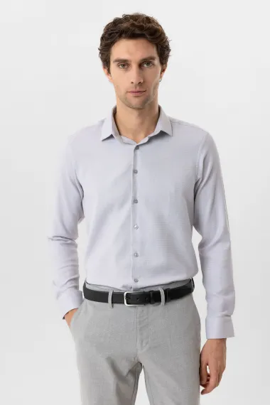 Сукня-рубашка з кутовими манжетами, класичним коміром, матеріал: 65% бавовна, 32% поліестер, 3% еластан, бізнес-кежуал, сірий колір - фото 4