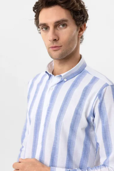 Köşeli Manşet Slimfit Desenli Gömlek - photo 5