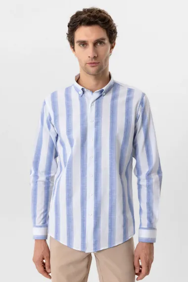 Köşeli Manşet Slimfit Desenli Gömlek - photo 2