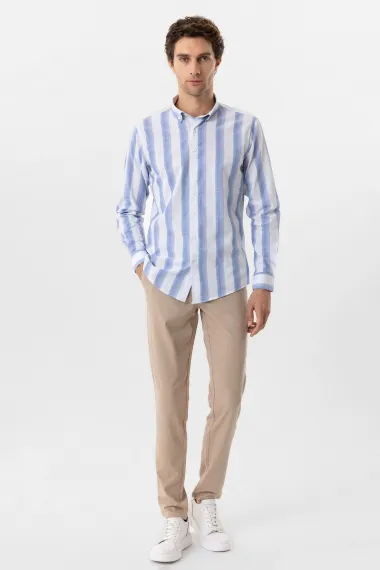 Köşeli Manşet Slimfit Desenli Gömlek - photo 3