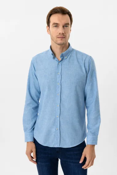 Светр з прямим кроєм Slimfit з куточковими манжетами, 70% поліестер, 30% бавовна, однотонний, кнопковий комір, з Туреччини - фото 2