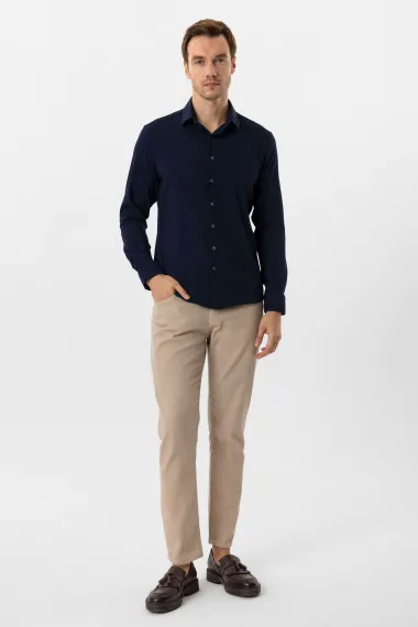 Сорочка Slim з класичним коміром, пряма, біла, %60 бавовна, %37 поліестер, %3 еластан, для бізнес-кежуал стильного вигляду - фото 3