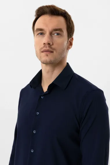 Сорочка Slim з класичним коміром, пряма, біла, %60 бавовна, %37 поліестер, %3 еластан, для бізнес-кежуал стильного вигляду - фото 4