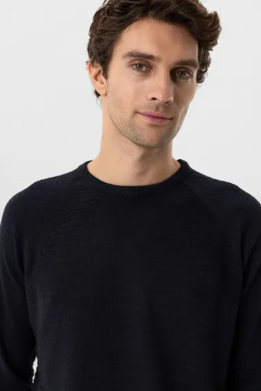 Трикотаж с круглым вырезом, классическая модель, 50% хлопок, 50% акрил, цвет: темно-синий, размеры: L, XL, XXL - фото 5