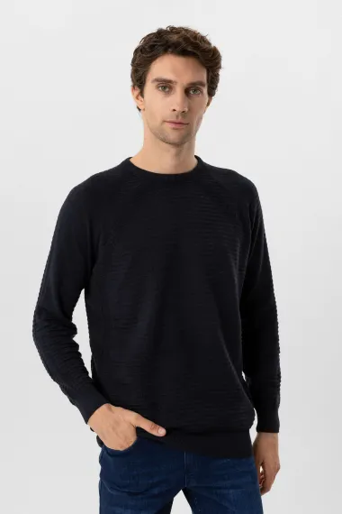 Трикотаж с круглым вырезом, классическая модель, 50% хлопок, 50% акрил, цвет: темно-синий, размеры: L, XL, XXL - фото 2