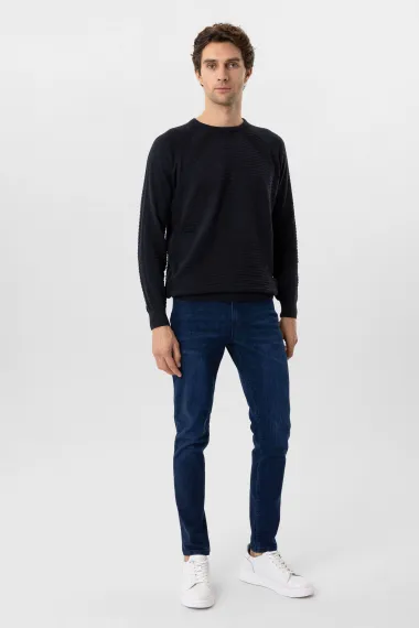 Трикотаж с круглым вырезом, классическая модель, 50% хлопок, 50% акрил, цвет: темно-синий, размеры: L, XL, XXL - фото 3