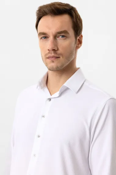 Köşeli Manşet Slim Kalıp Düz Gömlek - photo 5