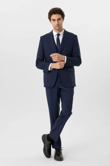 Regular Kalıp Desenli Yelekli Takım Elbise - photo 2