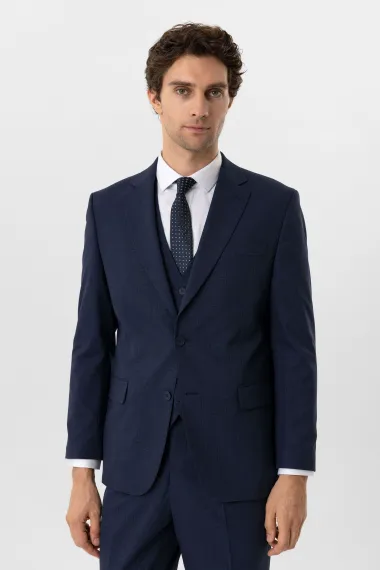 Regular Kalıp Desenli Yelekli Takım Elbise - photo 4