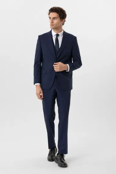 Regular Kalıp Desenli Yelekli Takım Elbise - photo 1