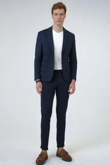 Slimfit Armürlü Takım Elbise - fotoğraf 1