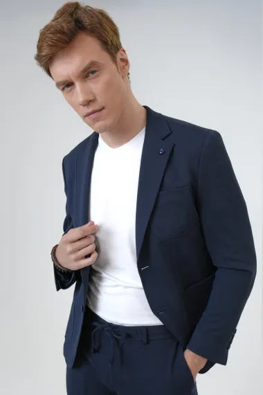 Slimfit Armürlü Takım Elbise - fotoğraf 3