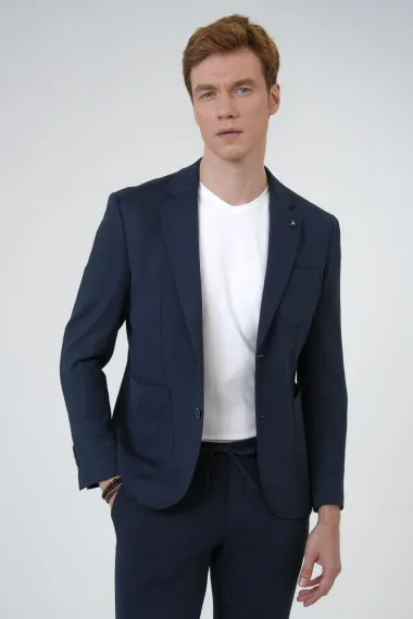 Slimfit Armürlü Takım Elbise - fotoğraf 2