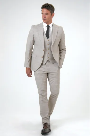 Slimfit Desenli Yelekli Takım Elbise - fotoğraf 1