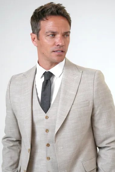 Slimfit Desenli Yelekli Takım Elbise - fotoğraf 3