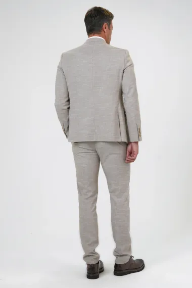 Slimfit Desenli Yelekli Takım Elbise - fotoğraf 4